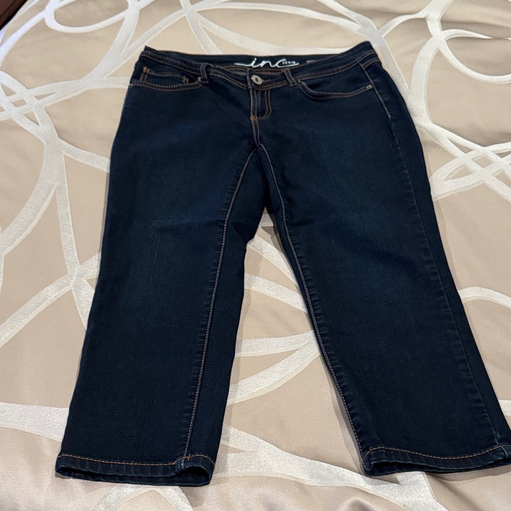 INC International Concepts Dark Indigo Women's Cropped Jeans
